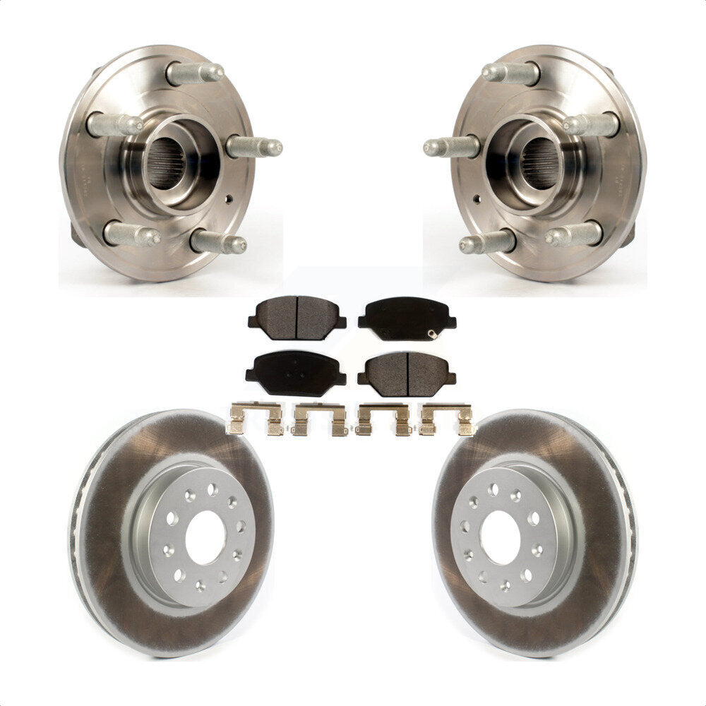 Front Hub Bearing Assembly With Coated Disc Brake Rotors And Ceramic Pads Kit For 2016 Chevrolet Camaro LT with 3.6L 2.0L Without Brembo Calipers KBB-114777 by Transit Auto