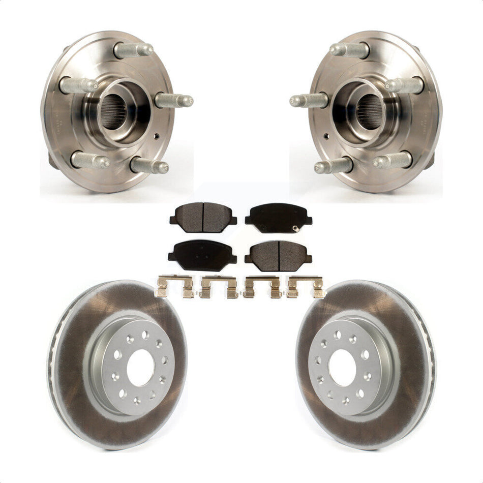 Front Hub Bearing Assembly With Coated Disc Brake Rotors And Ceramic Pads Kit For 2016 Chevrolet Camaro LT with 3.6L 2.0L Without Brembo Calipers KBB-114777 by Transit Auto