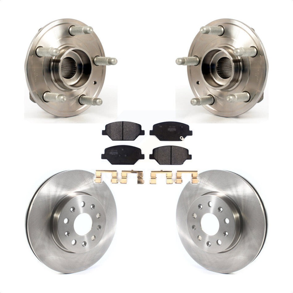 Front Hub Bearing Assembly With Disc Brake Rotors And Semi-Metallic Pads Kit For 2016 Chevrolet Camaro LT with 3.6L 2.0L Without Brembo Calipers KBB-114810 by Transit Auto