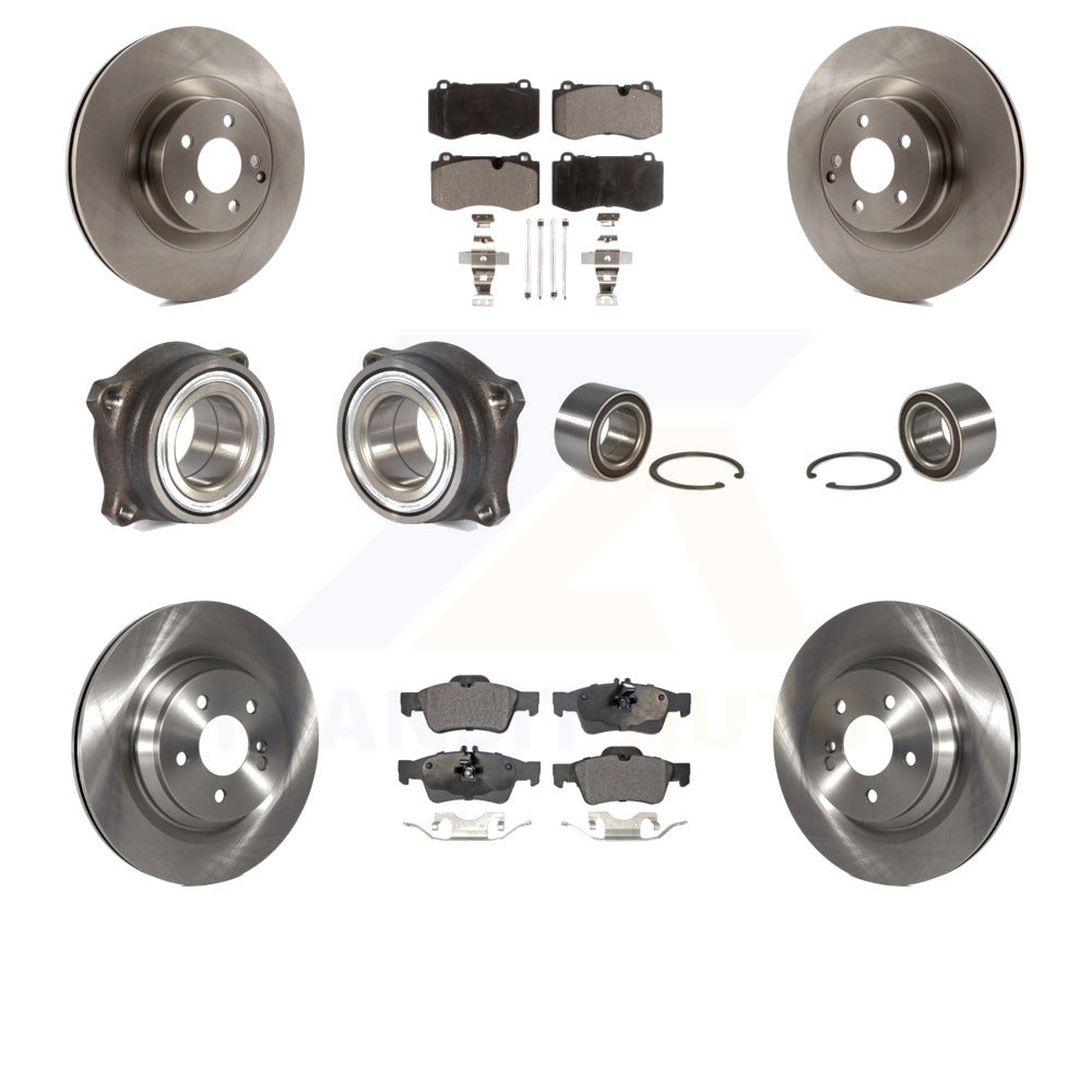 Front Rear Wheel Hub Bearings Assembly Disc Brake Rotors And Semi-Metallic Pads Kit (10Pc) For Mercedes-Benz S550 CL550 S350 KBB-114892 by Transit Auto
