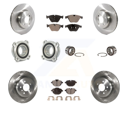 Front Rear Wheel Hub Bearings Assembly Disc Brake Rotors And Ceramic Pads Kit (10Pc) For 2011-2012 BMW 535i xDrive KBB-114894 by Transit Auto