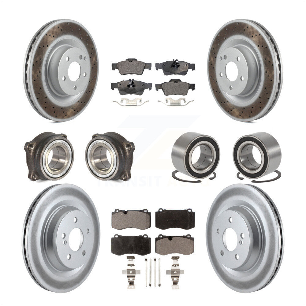 Front Rear Wheel Hub Bearings Assembly Coated Disc Brake Rotors And Semi-Metallic Pads Kit (10Pc) For 2009 Mercedes-Benz S450 Without Sport Package KBB-114899 by Transit Auto