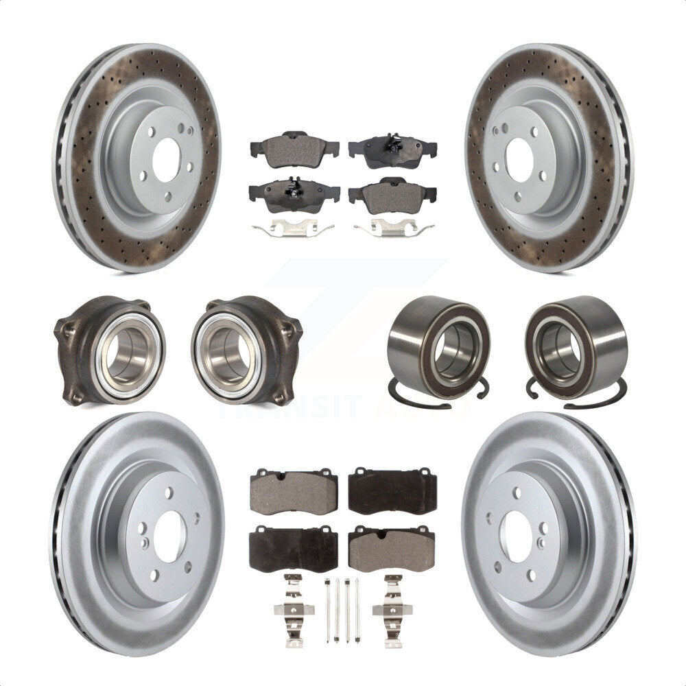 Front Rear Wheel Hub Bearings Assembly Coated Disc Brake Rotors And Semi-Metallic Pads Kit (10Pc) For Mercedes-Benz S550 CL550 S350 KBB-114900 by Transit Auto