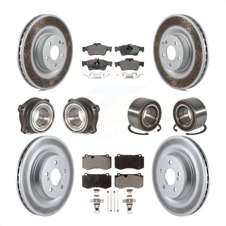 Front Rear Wheel Hub Bearings Assembly Coated Disc Brake Rotors And Semi-Metallic Pads Kit (10Pc) For Mercedes-Benz S550 CL550 S350 KBB-114900 by Transit Auto