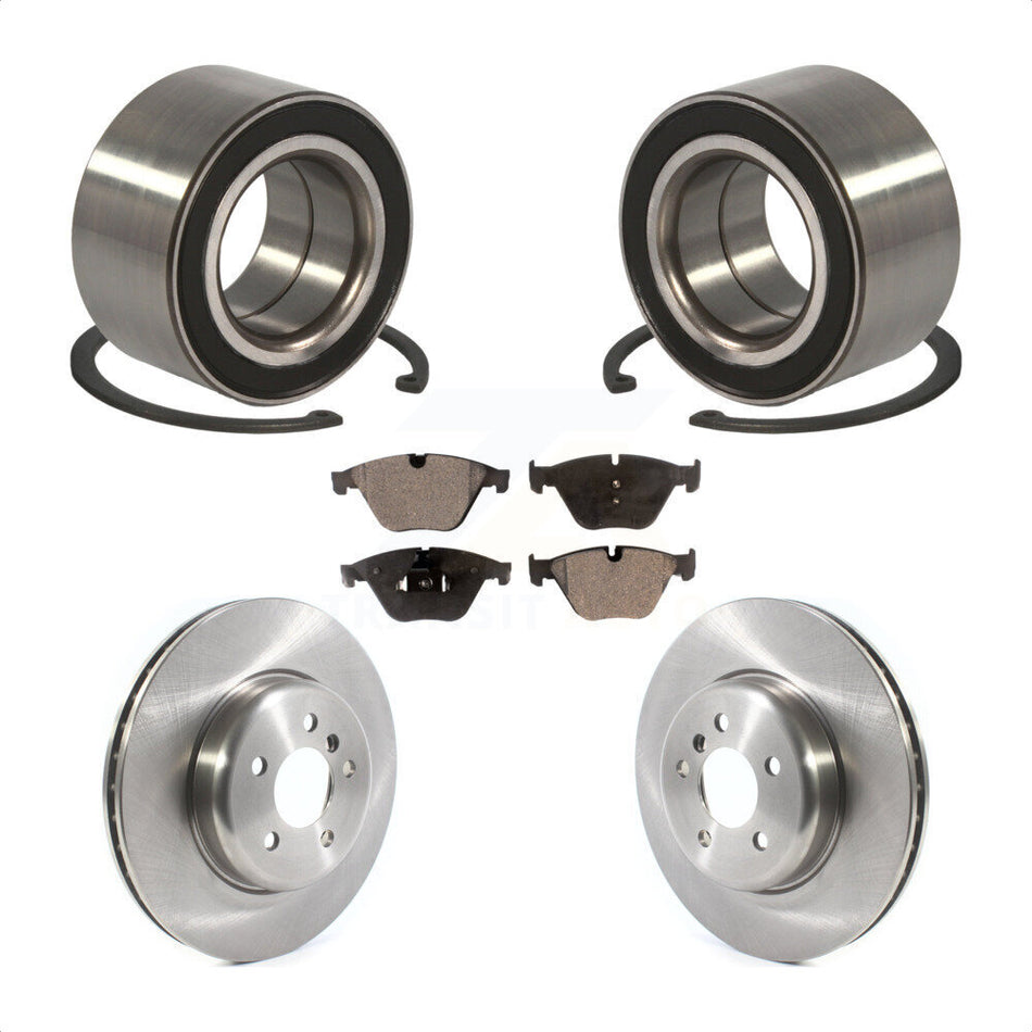 Front Wheel Bearing With Disc Brake Rotors And Ceramic Pads Kit For 2011-2012 BMW 535i xDrive KBB-114913 by Transit Auto