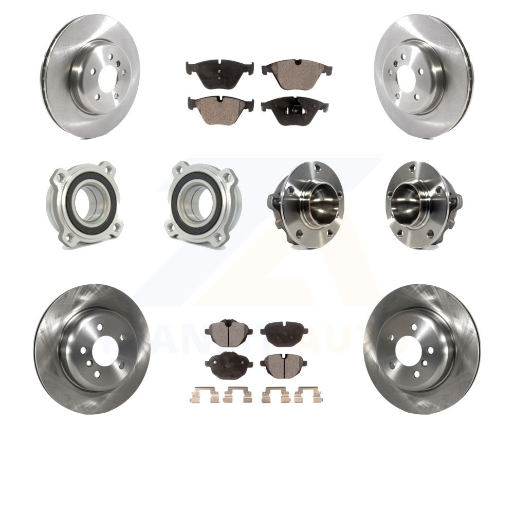 Front Rear Hub Bearings Assembly Disc Brake Rotors And Semi-Metallic Pads Kit (10Pc) For BMW 535i KBB-114914 by Transit Auto