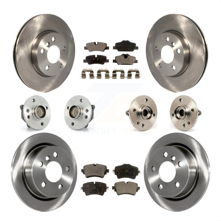 Front Rear Hub Bearing Assembly Disc Brake Rotor And Semi-Metallic Pads Kit (10Pc) For 2015 Mini Cooper Convertible with 2.0L 1.5L With 294mm Diameter 5 Lug Wheels KBB-114923 by Transit Auto