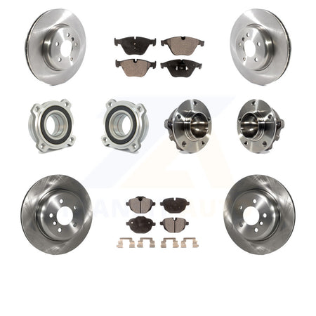 Front Rear Hub Bearings Assembly Disc Brake Rotors And Ceramic Pads Kit (10Pc) For BMW 535i KBB-114928 by Transit Auto