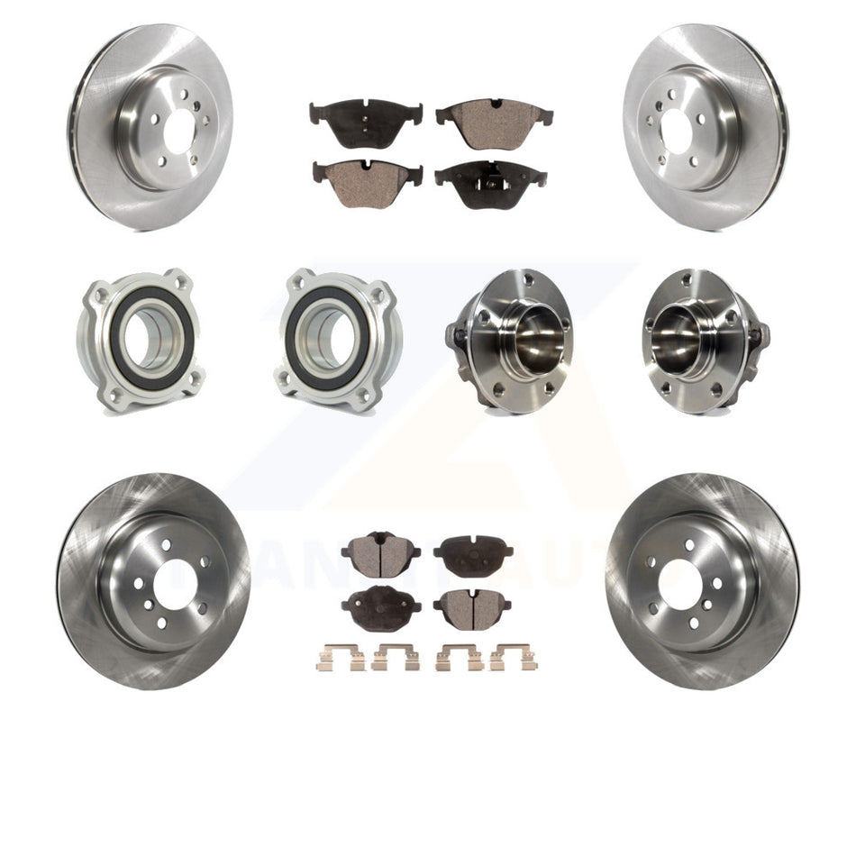 Front Rear Hub Bearings Assembly Disc Brake Rotors And Ceramic Pads Kit (10Pc) For BMW 535i KBB-114928 by Transit Auto