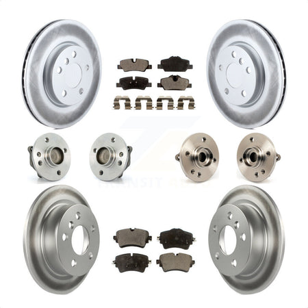 Front Rear Hub Bearings Coated Disc Brake Rotors And Semi-Metallic Pads Kit (10Pc) For 2015 Mini Cooper Convertible with 2.0L 1.5L With 294mm Diameter Rotor 5 Lug Wheels KBB-114940 by Transit Auto