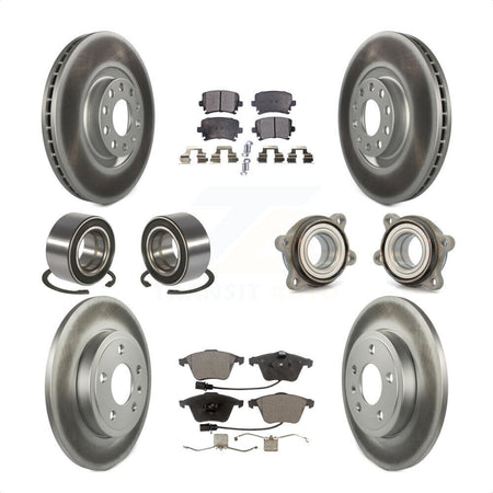 Front Rear Wheel Hub Bearings Assembly Coated Disc Brake Rotors And Semi-Metallic Pads Shoes Kit (10Pc) For Audi A4 Quattro KBB-114953 by Transit Auto