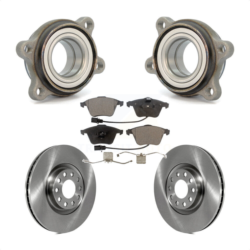 Front Hub Bearing Assembly With Disc Brake Rotors And Semi-Metallic Pads Kit For Audi A4 Quattro KBB-114957 by Transit Auto