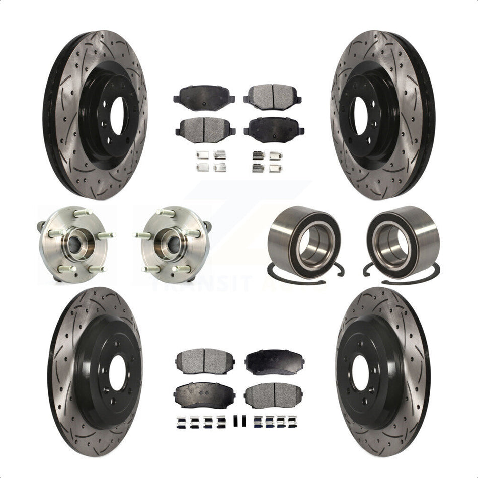 Front Rear Wheel Hub Bearings Assembly Coated Disc Brake Rotors And Semi-Metallic Pads Kit (10Pc) For Ford Edge Lincoln MKX KBB-114998 by Transit Auto