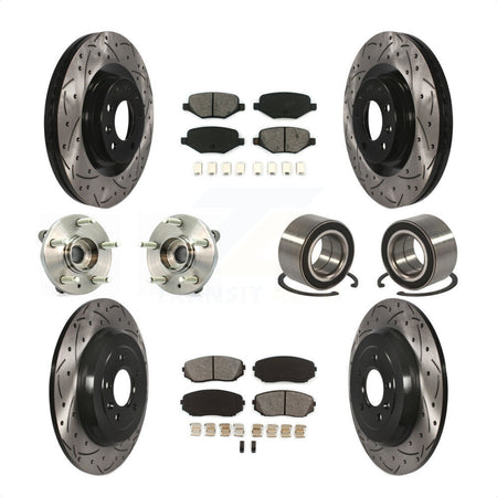 Front Rear Wheel Hub Bearings Assembly Coated Disc Brake Rotors And Semi-Metallic Pads Kit (10Pc) For Ford Edge Lincoln MKX KBB-115003 by Transit Auto
