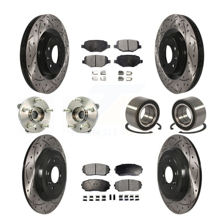 Front Rear Wheel Hub Bearings Assembly Coated Disc Brake Rotors And Ceramic Pads Kit (10Pc) For Ford Edge Lincoln MKX KBB-115007 by Transit Auto