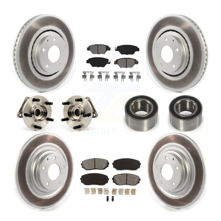 Front Rear Wheel Hub Bearings Assembly Coated Disc Brake Rotors And Semi-Metallic Pads Kit (10Pc) For 2016 Mazda CX-9 AWD KBB-115171 by Transit Auto