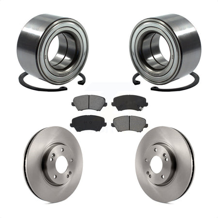 Front Wheel Bearing With Disc Brake Rotors And Semi-Metallic Pads Kit For 2016 Hyundai Veloster Tech SE KBB-115207 by Transit Auto