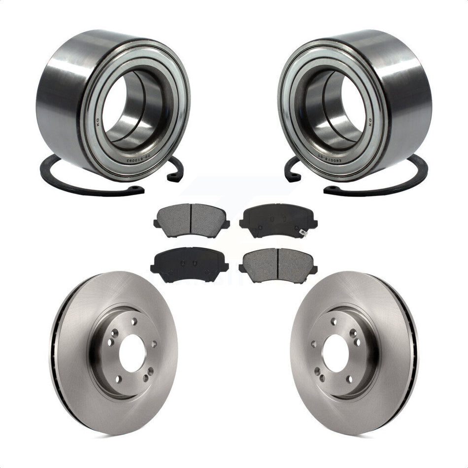 Front Wheel Bearing With Disc Brake Rotors And Semi-Metallic Pads Kit For 2016 Hyundai Veloster Tech SE KBB-115207 by Transit Auto
