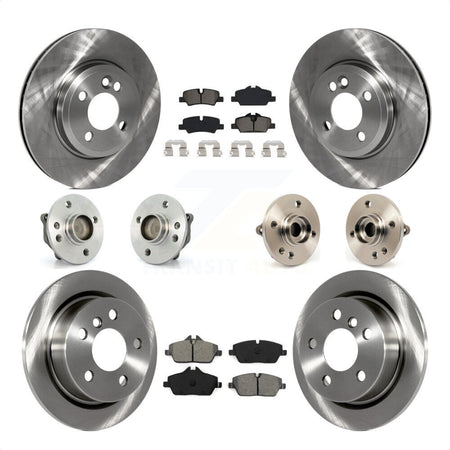 Front Rear Hub Bearing Assembly Disc Brake Rotor And Semi-Metallic Pads Kit (10Pc) For 2015 Mini Cooper Convertible with 2.0L 1.5L With 280mm Diameter 4 Lug Wheels KBB-115221 by Transit Auto
