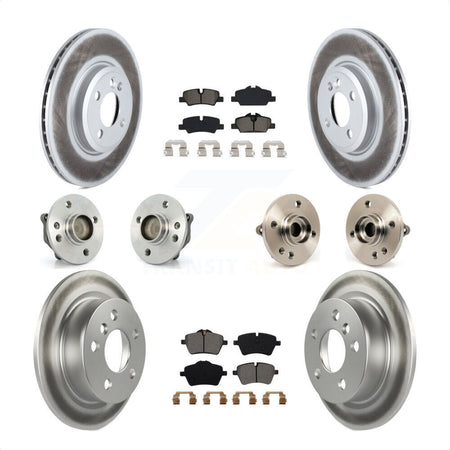 Front Rear Hub Bearings Coated Disc Brake Rotors And Semi-Metallic Pads Kit (10Pc) For 2015 Mini Cooper Convertible with 2.0L 1.5L With 294mm Diameter Rotor 4 Lug Wheels KBB-115266 by Transit Auto