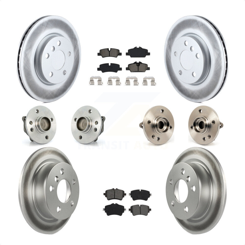 Front Rear Hub Bearings Coated Disc Brake Rotors And Semi-Metallic Pads Kit (10Pc) For 2015 Mini Cooper Convertible with 2.0L 1.5L With 294mm Diameter Rotor 5 Lug Wheels KBB-115269 by Transit Auto