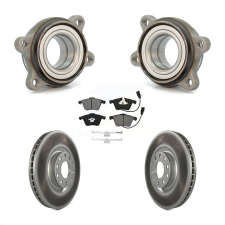 Front Hub Bearing Assembly With Coated Disc Brake Rotors And Semi-Metallic Pads Kit For Audi A4 Quattro KBB-115288 by Transit Auto