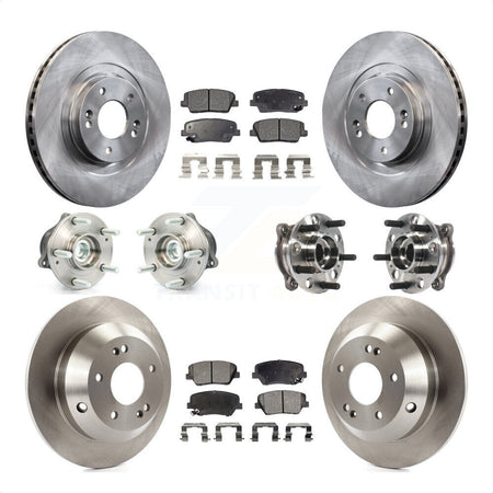 Front Rear Hub Bearings Assembly Disc Brake Rotors And Ceramic Pads Kit (10Pc) For 2015-2016 Hyundai Santa Fe Sport FWD with 2.4L 2.0L KBB-115402 by Transit Auto
