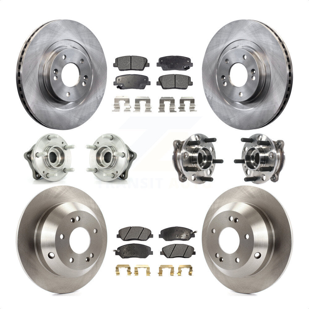 Front Rear Hub Bearings Assembly Disc Brake Rotors And Ceramic Pads Kit (10Pc) For Hyundai Santa Fe XL AWD with 3.3L KBB-115410 by Transit Auto