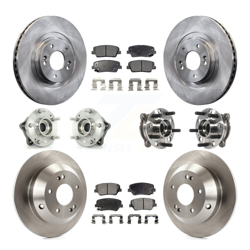Front Rear Hub Bearings Assembly Disc Brake Rotors And Ceramic Pads Kit (10Pc) For 2015-2016 Hyundai Santa Fe Sport AWD with 2.4L 2.0L KBB-115411 by Transit Auto