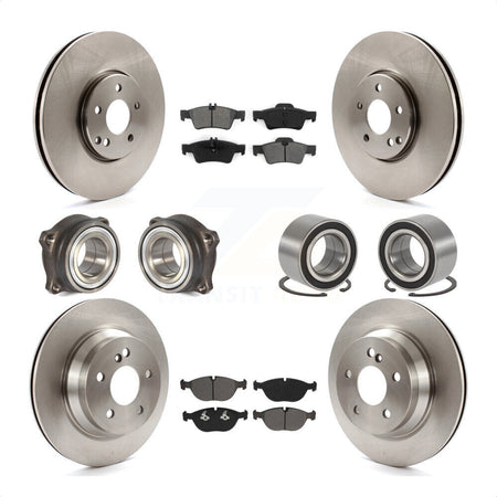 Front Rear Wheel Hub Bearings Assembly Disc Brake Rotors And Semi-Metallic Pads Kit (10Pc) For 2004-2005 Mercedes-Benz E500 4Matic with AWD Without Sport Package KBB-115436 by Transit Auto