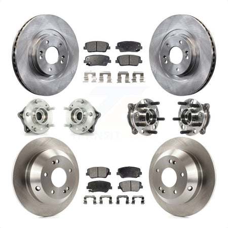 Front Rear Hub Bearings Assembly Disc Brake Rotors And Semi-Metallic Pads Kit (10Pc) For 2015-2016 Hyundai Santa Fe Sport AWD with 2.4L 2.0L KBB-115715 by Transit Auto
