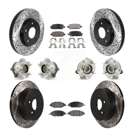 Front Rear Hub Bearings Assembly Coated Disc Brake Rotors And Semi-Metallic Pads Kit (10Pc) For 2016 Nissan Pathfinder FWD From 11 15 KBB-115731 by Transit Auto