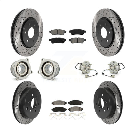 Front Rear Hub Bearings Assembly Coated Disc Brake Rotors And Semi-Metallic Pads Kit (10Pc) For Nissan Frontier Xterra Suzuki Equator KBB-115885 by Transit Auto