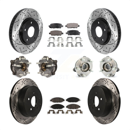 Front Rear Hub Bearings Assembly Coated Disc Brake Rotors And Ceramic Pads Kit (10Pc) For 2016 Nissan Pathfinder 4WD From 11 15 KBB-115968 by Transit Auto