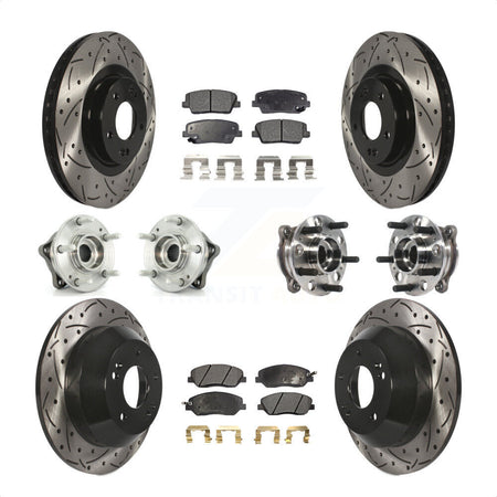 Front Rear Hub Bearings Assembly Coated Disc Brake Rotors And Ceramic Pads Kit (10Pc) For Hyundai Santa Fe XL AWD with 3.3L KBB-115987 by Transit Auto