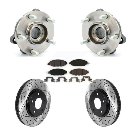 Front Hub Bearing Assembly With Coated Drilled Slotted Disc Brake Rotors And Ceramic Pads Kit For 2016 Nissan Pathfinder From 11 15 KBB-116018 by Transit Auto