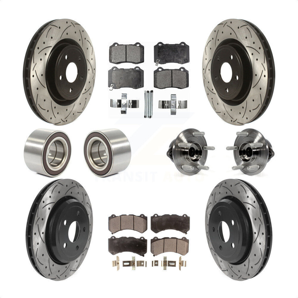 Front Rear Wheel Hub Bearings Assembly Coated Disc Brake Rotors And Ceramic Pads Shoes Kit (10Pc) For Jeep Grand Cherokee Dodge Durango KBB-116052 by Transit Auto