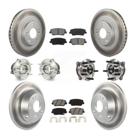 Front Rear Hub Bearings Assembly Coated Disc Brake Rotors And Semi-Metallic Pads Kit (10Pc) For 2015-2016 Hyundai Santa Fe Sport FWD with 2.4L 2.0L KBB-116089 by Transit Auto