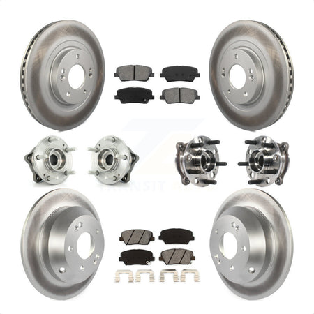 Front Rear Hub Bearings Assembly Coated Disc Brake Rotors And Semi-Metallic Pads Kit (10Pc) For 2015-2016 Hyundai Santa Fe Sport AWD with 2.4L 2.0L KBB-116099 by Transit Auto