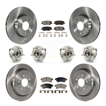 Front Rear Hub Bearings Assembly Disc Brake Rotors And Ceramic Pads Kit (10Pc) For 2013-2015 Cadillac ATS AWD With 300mm Diameter Rotor KBB-116210 by Transit Auto