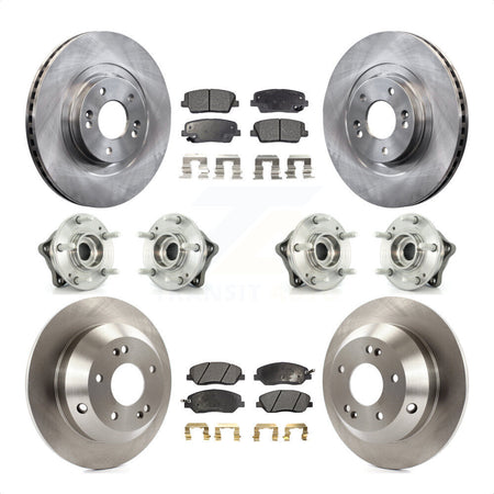 Front Rear Hub Bearings Assembly Disc Brake Rotors And Ceramic Pads Kit (10Pc) For 2013-2014 Hyundai Santa Fe AWD with 3.3L With ABS Brakes KBB-116215 by Transit Auto