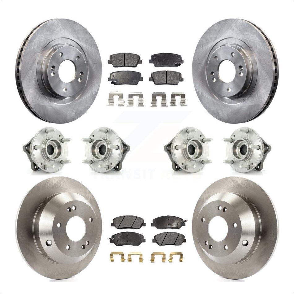 Front Rear Hub Bearings Assembly Disc Brake Rotors And Ceramic Pads Kit (10Pc) For 2013-2014 Hyundai Santa Fe AWD with 3.3L With ABS Brakes KBB-116215 by Transit Auto