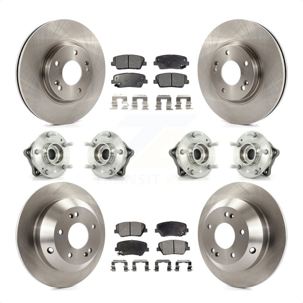 Front Rear Hub Bearings Assembly Disc Brake Rotors And Ceramic Pads Kit (10Pc) For Kia Sorento Hyundai Santa Fe With ABS Brakes AWD KBB-116219 by Transit Auto