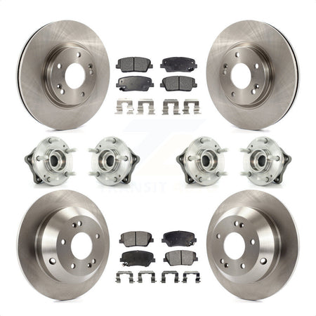 Front Rear Hub Bearings Assembly Disc Brake Rotors And Ceramic Pads Kit (10Pc) For Kia Sorento Hyundai Santa Fe With ABS Brakes AWD KBB-116219 by Transit Auto