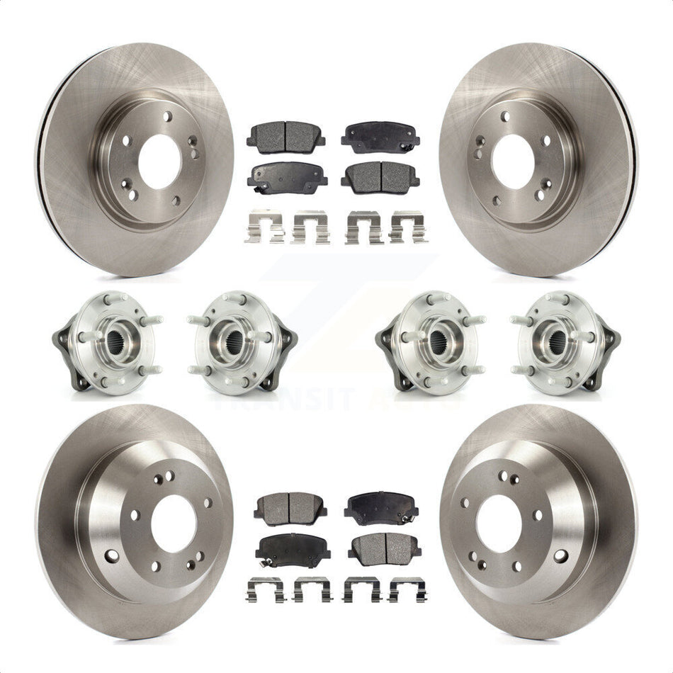 Front Rear Hub Bearings Assembly Disc Brake Rotors And Ceramic Pads Kit (10Pc) For Kia Sorento Hyundai Santa Fe With ABS Brakes AWD KBB-116219 by Transit Auto