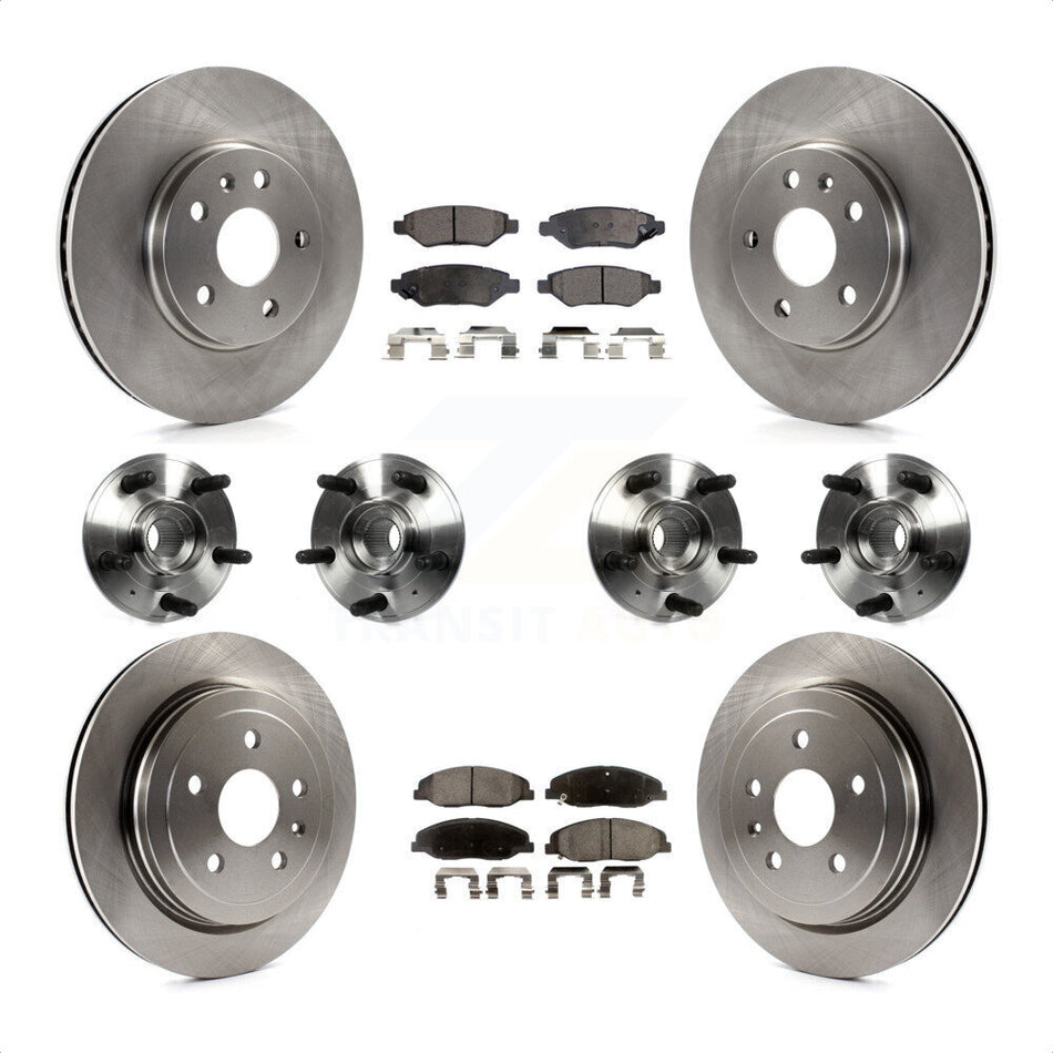Front Rear Hub Bearings Assembly Disc Brake Rotors And Ceramic Pads Kit (10Pc) For 2012-2013 Cadillac CTS V With 315mm Diameter Rotor KBB-116248 by Transit Auto