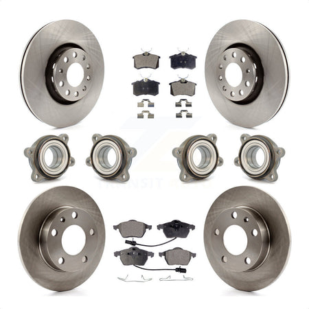 Front Rear Hub Bearings Assembly Disc Brake Rotors And Ceramic Pads Kit (10Pc) For 2002 Audi S4 KBB-116282 by Transit Auto
