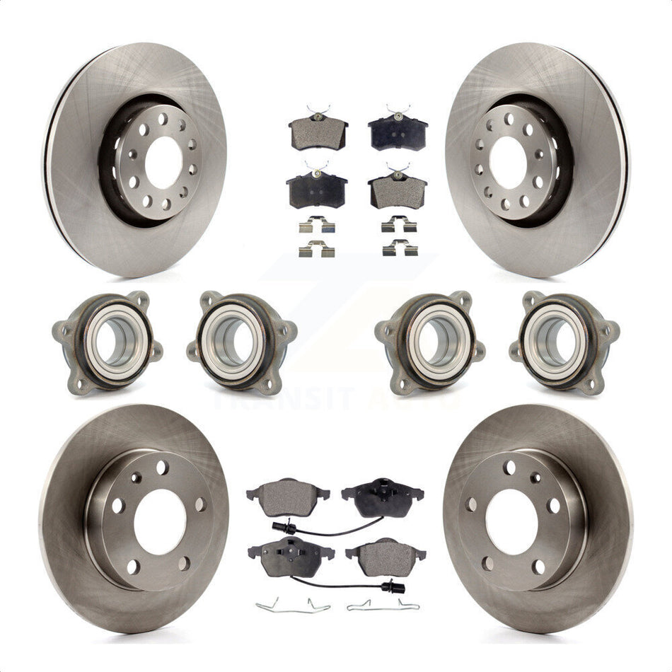 Front Rear Hub Bearings Assembly Disc Brake Rotors And Ceramic Pads Kit (10Pc) For 2002 Audi S4 KBB-116282 by Transit Auto