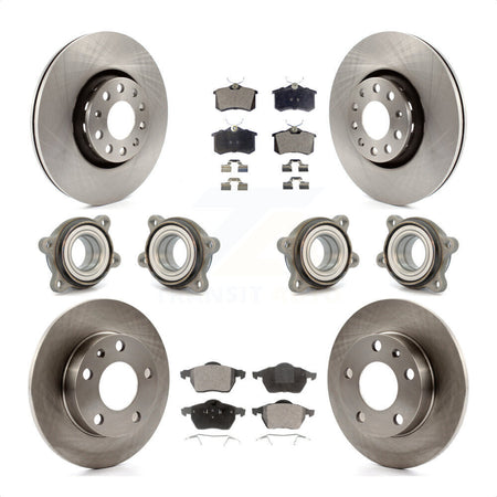 Front Rear Hub Bearings Assembly Disc Brake Rotors And Ceramic Pads Kit (10Pc) For 2002 Audi S4 KBB-116283 by Transit Auto