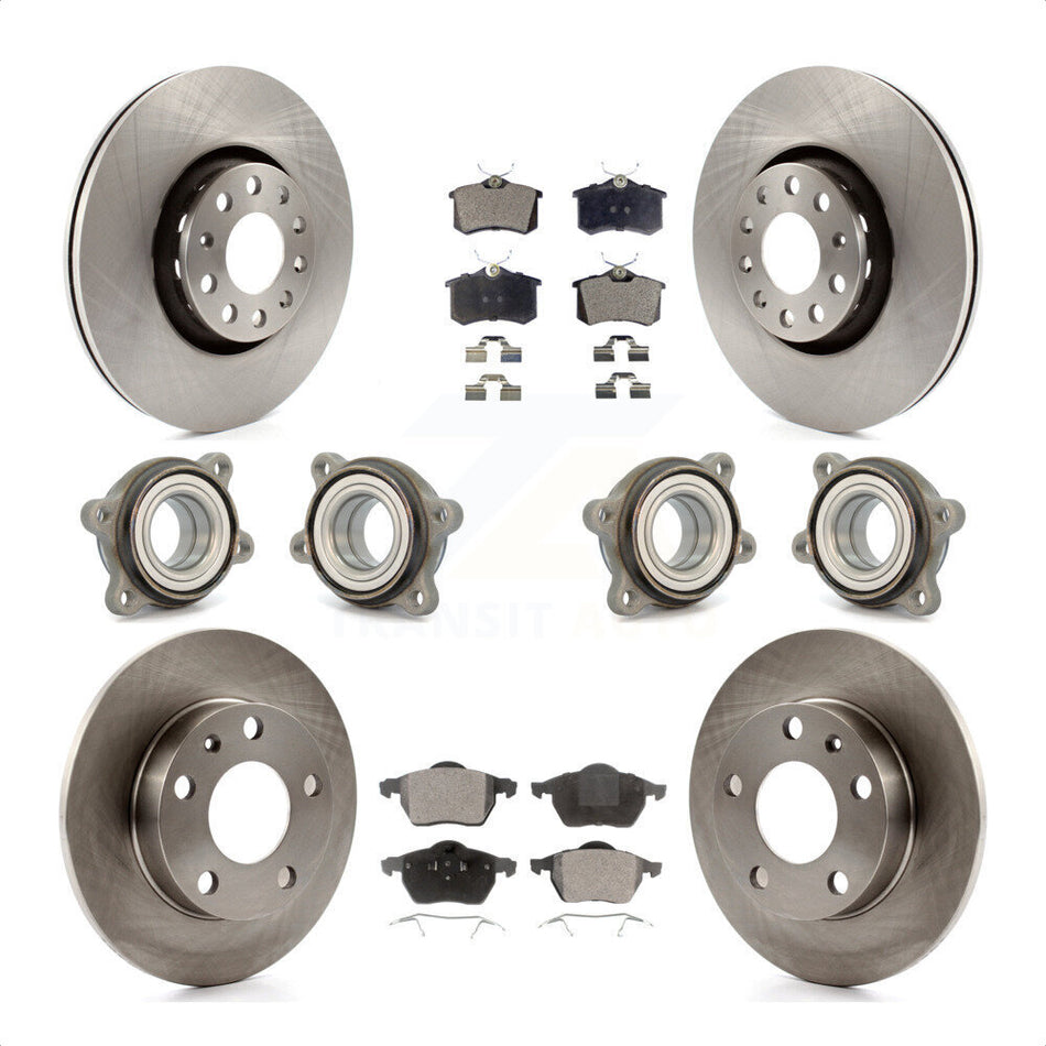 Front Rear Hub Bearings Assembly Disc Brake Rotors And Ceramic Pads Kit (10Pc) For 2002 Audi S4 KBB-116283 by Transit Auto